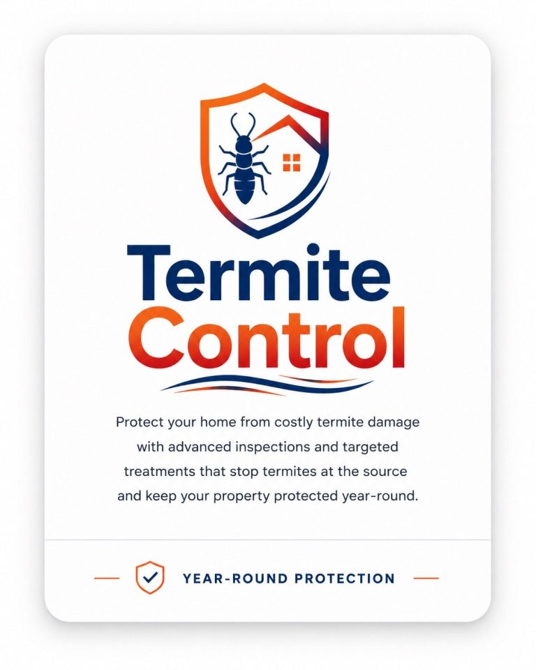 Termite Control Services | Hilbun Pest Control Premium termite control service card highlighting inspections and protection from costly termite damage year-round.