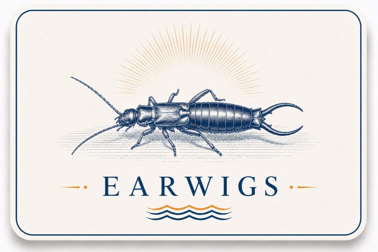 Earwig Control in Daphne, AL Earwig control card for Hilbun Pest Control featuring earwig treatment around homes in Daphne, Alabama.