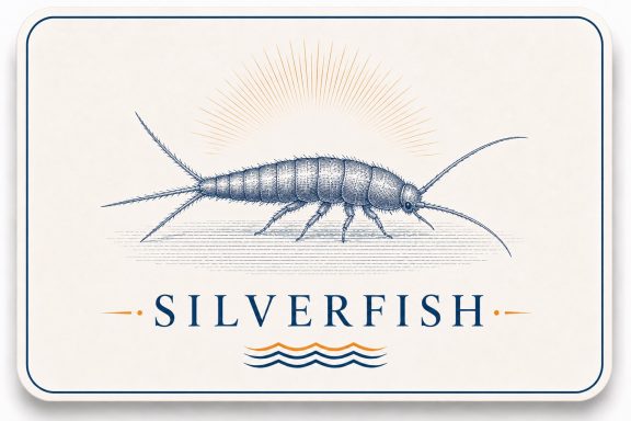 Silverfish Control in Bay Minette, AL | Hilbun Pest Control Vintage silverfish pest control card by Hilbun Pest Control in Bay Minette, Alabama.