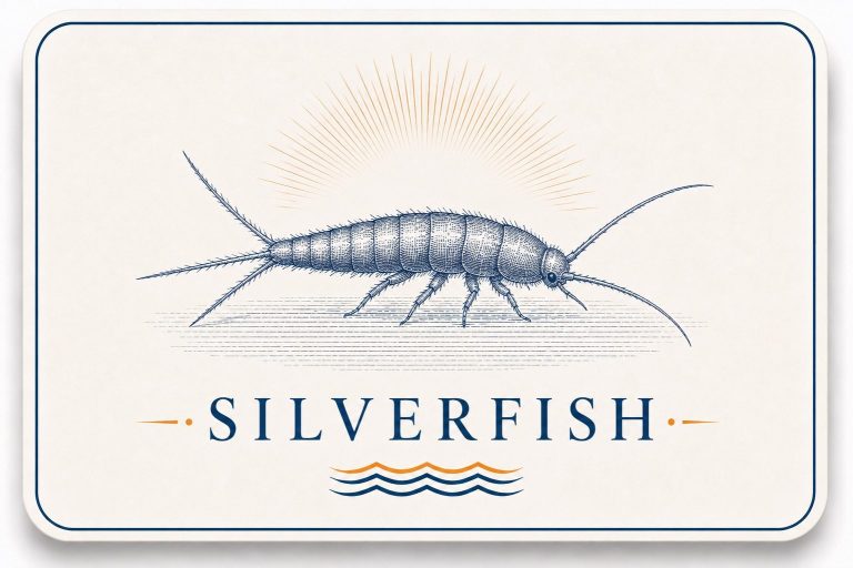 Silverfish Control in Daphne, AL Silverfish control card for Hilbun Pest Control featuring silverfish treatment for homes in Daphne, Alabama.