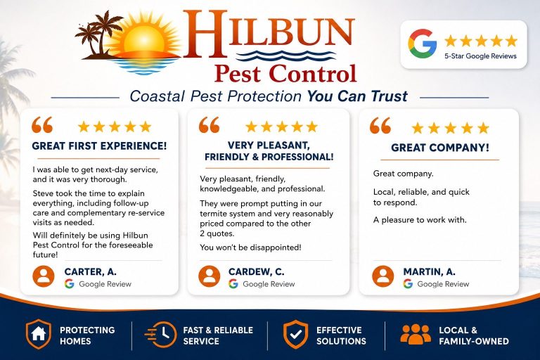 Hilbun Pest Control showing what real home owners say about us