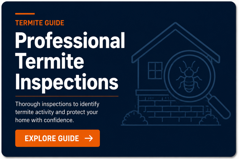 Graphic promoting professional termite inspection guide.